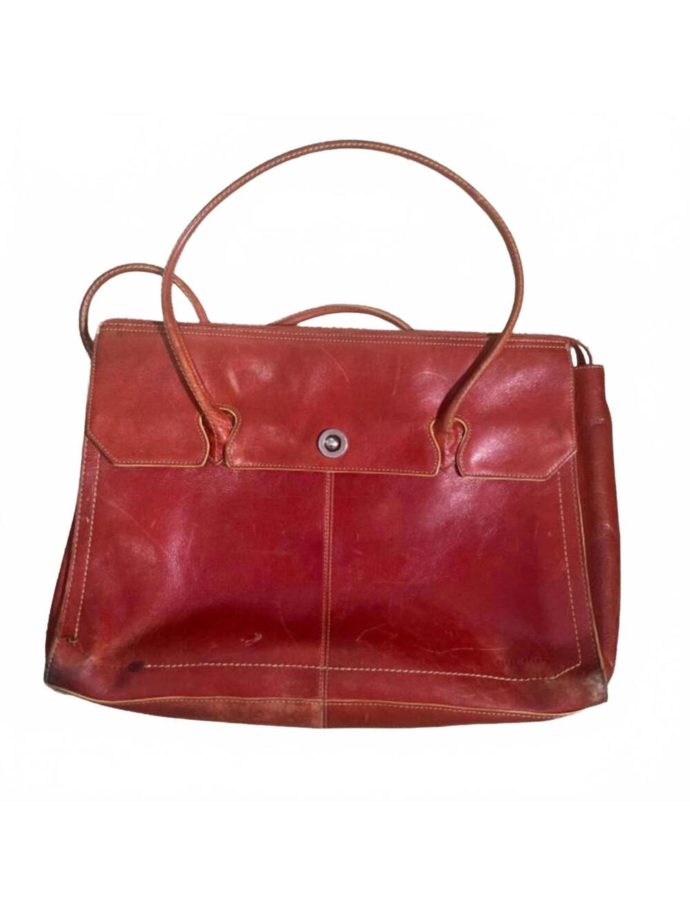 Vintage Wilsons Leather Red Brown Italian Leather Tote Bag Large Work Travel
